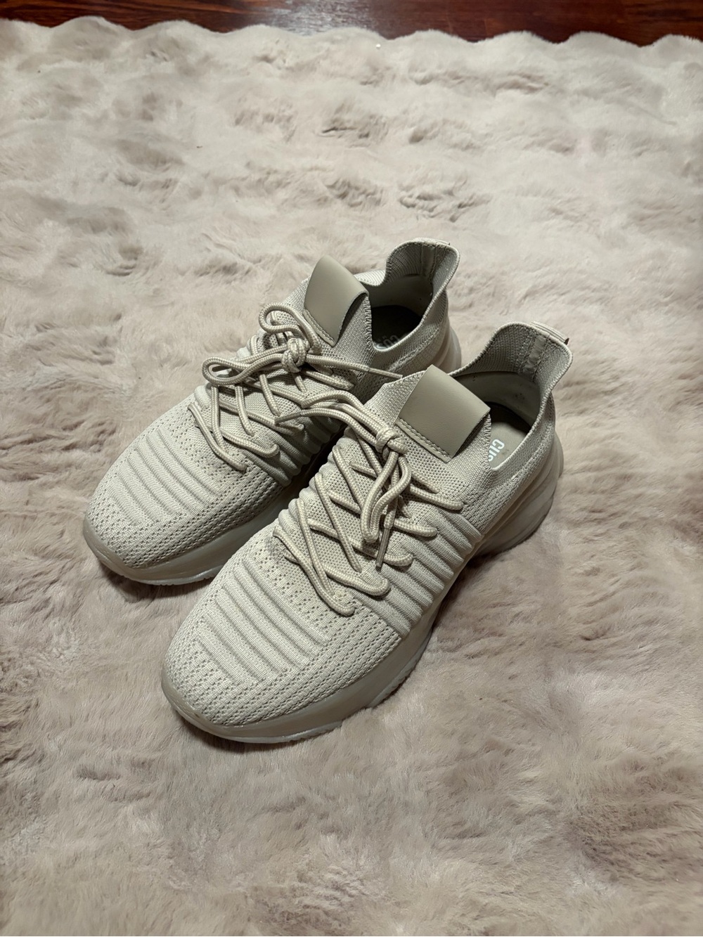 Women's Neutral Knit Athletic Sneakers - Beige